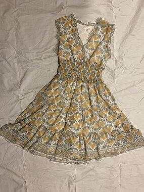 Max Studio White Mini Dress with Yellow Floral Print